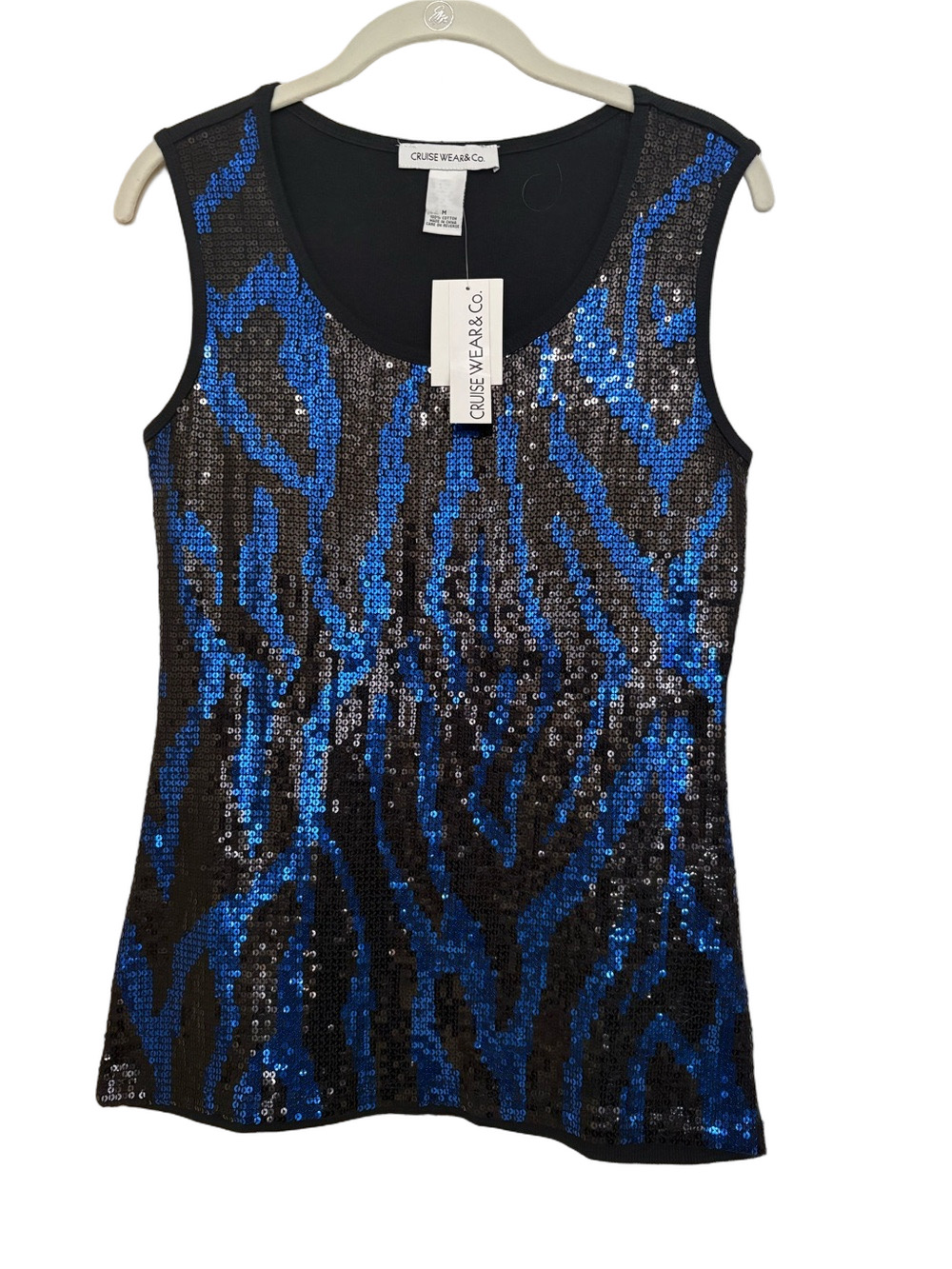 Women's Blue Sequin Tank Top